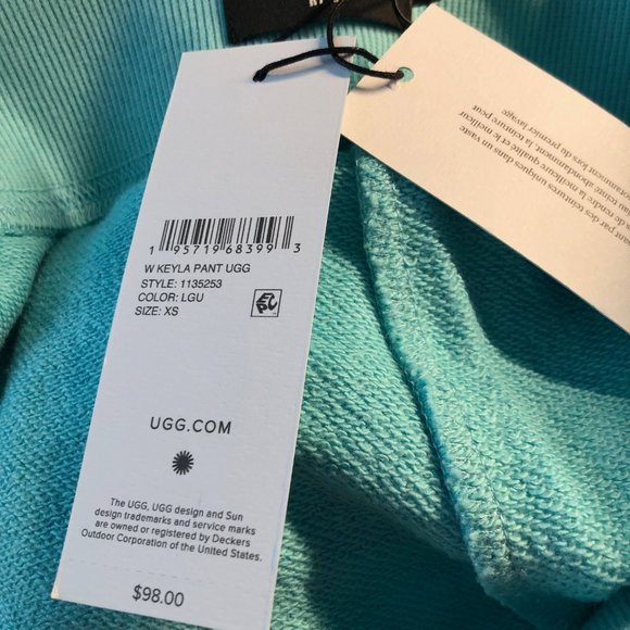 UGG KEYLA CROP PANTS Women XS &Med Aquatic BLUE COTTON HIGH WAIST SWEATPANT - Picture 11 of 15